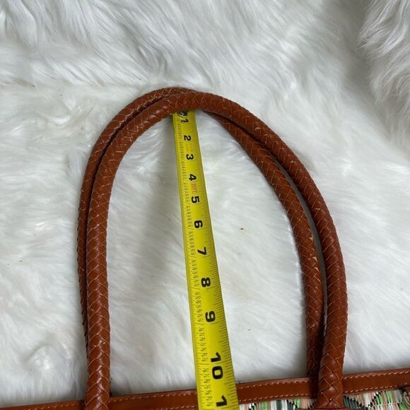 Galian NewYork PVC quilted large tote multi pastel color with brown trim - Picture 5 of 11